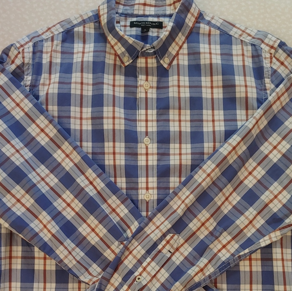 Banana Republic Soft Wash Plaid Button Down Shirt